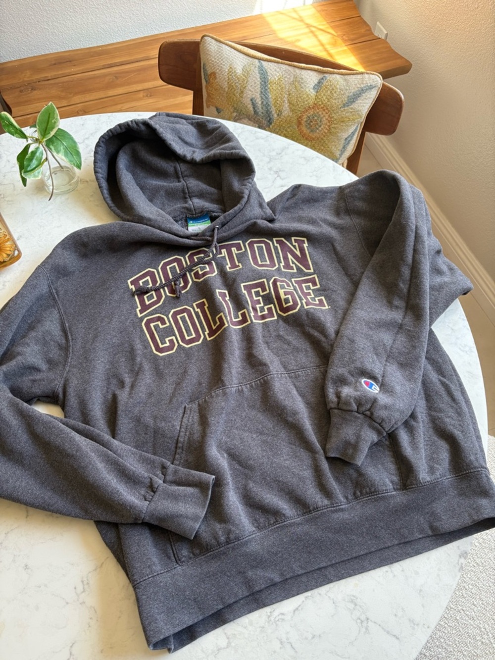 Vintage Boston College Gray Champion Hooded Sweatshirt L